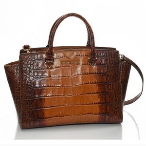Michael Kors Selma Crocodile Embossed Crossbody Satchel
